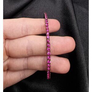 Rare Find SORRELLI Gold-Tone Cuff Bracelet With Fuchsia Crystals Elegant Sparkli